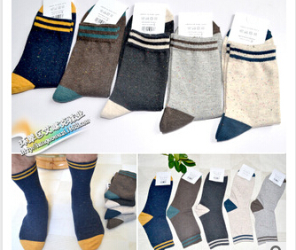 艾咪克-韓國進口純綿男襪 秋冬新款 時尚條紋襪子 商務(wù)襪